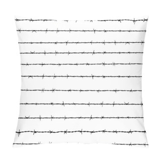 Personality  Black Silhouette Of The Barbed Wire On A White Background Pillow Covers
