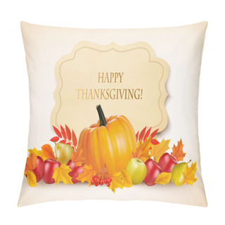 Personality  Retro Happy Thanksgiving Background. Vector. Pillow Covers