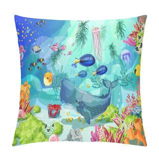 Personality  Cartoon Colorful Marine Underwater Life Background Pillow Covers