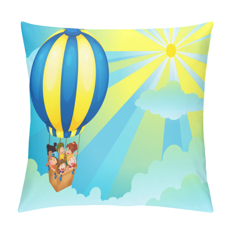 Personality  kids in hot air balloon pillow covers