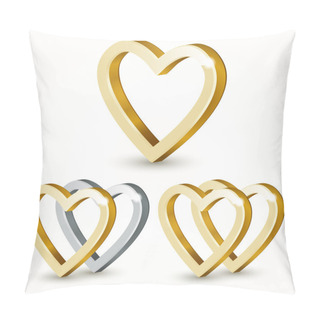 Personality  Vector Golden Hearts Isolated On White Background. Pillow Covers