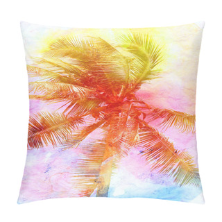 Personality  Retro Photo Of A Beautiful Watercolor Of Palm Trees Pillow Covers