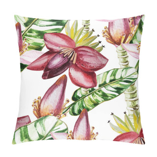 Personality  Water Color Pattern With Flowers And Banana Leaves Pillow Covers