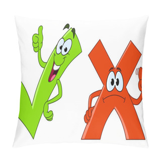 Personality  Tick And Cross Cartoon Pillow Covers