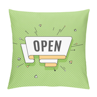 Personality  Open. Retro Design Element In Pop Art Style On Halftone Colorful Pillow Covers