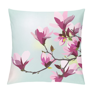 Personality Vintage Watercolor Background With Blooming Magnolias Flowers Pillow Covers