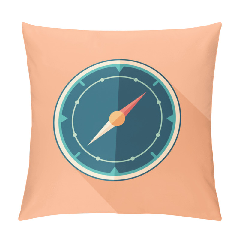 Personality  Mariner's compass flat square icon with long shadows. pillow covers