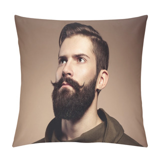 Personality  Portrait Of Handsome Man With Beard Pillow Covers