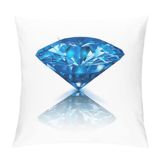Personality  Beautiful Blue Gemstone Sapphire On White Background. Vector Illustration. Pillow Covers