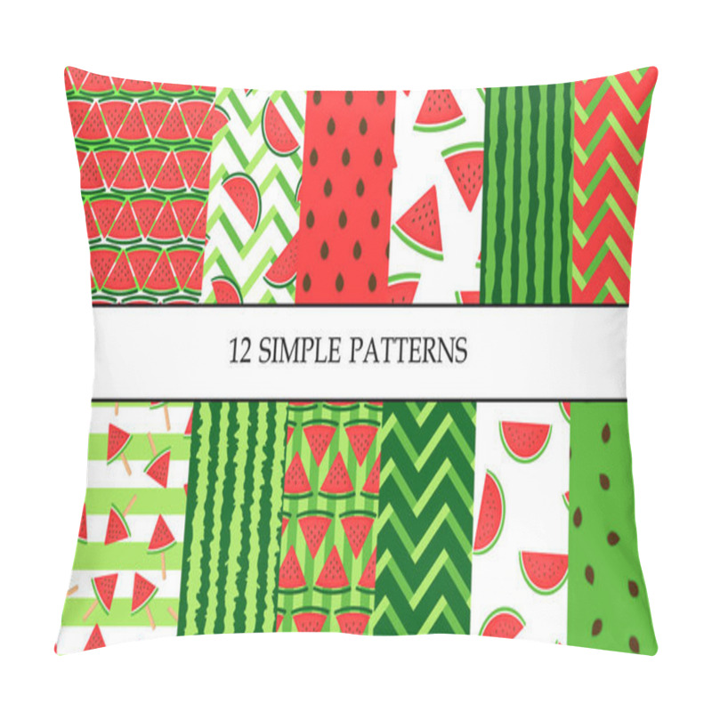 Personality  Set of vector simple colorful seamless patterns with watermelon pillow covers