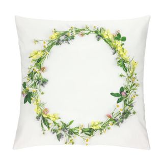 Personality  Colorful Bright Frame Made Of Meadow Flowers. Flay Lay, Top View Pillow Covers