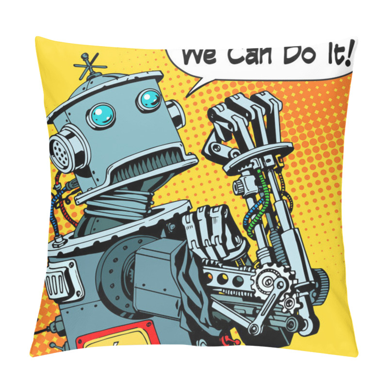 Personality  robot we can do it protest future power machine pillow covers