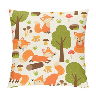Personality  Seamless Pattern With Fox In Forest  Pillow Covers