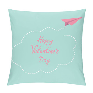 Personality  Origami Paper Plane In The Sky. Happy Valentines Day Card. Pillow Covers