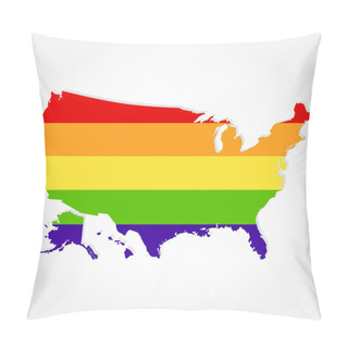 Personality  Rainbow Flag In Contour Of USA Pillow Covers