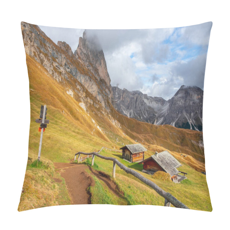 Personality  Beautiful Seceda Mountains And Stunning Views Of The Odle Mountains And Dolomites Mountains, Val Gardena, Trentino Alto Adige,  South Tyrol In Italy Pillow Covers