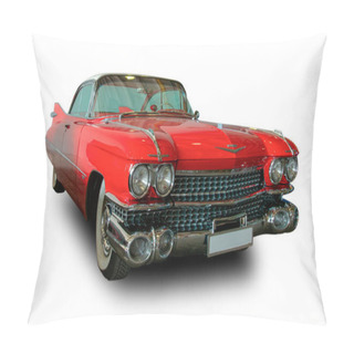 Personality  Classical American Vintage Car 1959 Cadillac Coupe Fleetwood Isolated On White Background. Pillow Covers