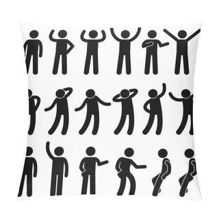 Personality  Various Standing Postures Poses Human Man People Stick Figure Stickman Pictogram Icons Pillow Covers