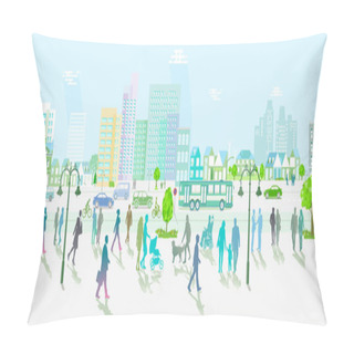 Personality  Road Traffic With Pedestrians And Cars On Urban Street Pillow Covers