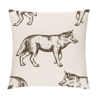 Personality  Wolf Animal Seamless Pattern Vector Illustration Pillow Covers