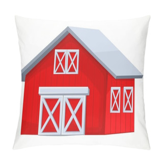 Personality  Big Barn Painted In Red And White Object Isolated On White Background Pillow Covers