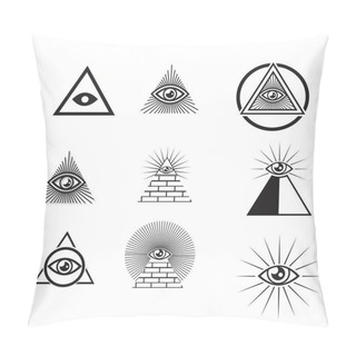 Personality  Egyptian Pyramids Icon Set In Flat And Line Style Pillow Covers