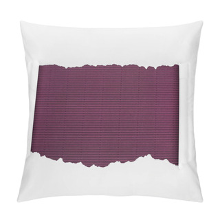 Personality  Ripped White Textured Paper With Curl Edges On Purple Striped Background  Pillow Covers