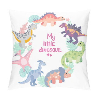 Personality  Dino Frame For Baby Girl Photo, Drawing, Print. Pillow Covers