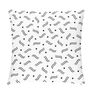 Personality Abstract Dash Pattern Vector, Memphis Style Background With Small Dashes, Retro Black And White Texture Pillow Covers