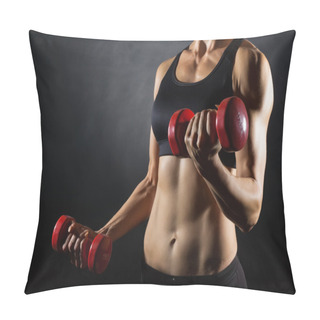 Personality  Fitness Woman With Dumbbells  Pillow Covers