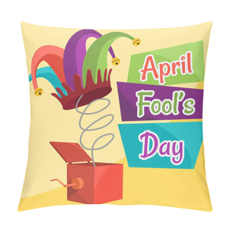 Personality  A banner on the theme of The Fools Day in April. A poster of Fools Day with a jesters hat. Vector eps illusrator. pillow covers