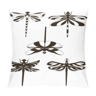 Personality  Set Of Silhouettes Of Dragonflies Pillow Covers