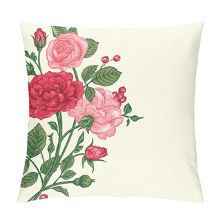 Personality  Background With A Bouquet Of Roses. Pillow Covers