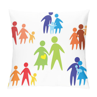 Personality  Happy Family Icons Collection Multicolored Pillow Covers