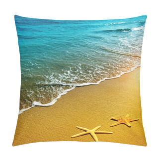 Personality Starfish On Sand And Wave Pillow Covers