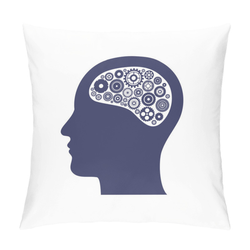 Personality  Silhouette Of Head With Gear In The Brain Pillow Covers