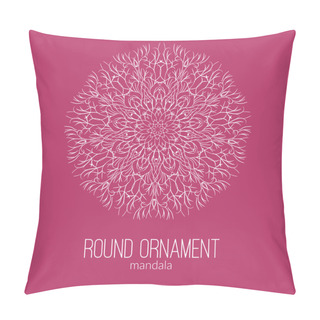 Personality  Vector Hand Drawn White Floral Mandala Circle Ornament Isolated On The Purple Background.  Pillow Covers
