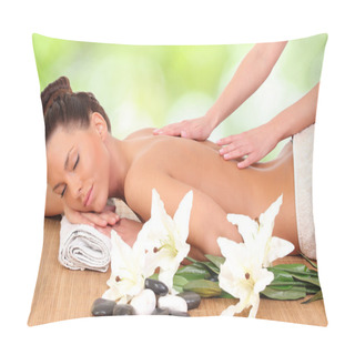 Personality  Beautiful Woman Enjoying A Massage Therapy Pillow Covers