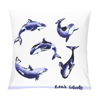 Personality  Vector Illustration Of  Killer Whale Group. Pillow Covers
