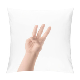Personality  Partial View Of Woman Showing Letter W In Deaf And Dumb Language Isolated On White Pillow Covers