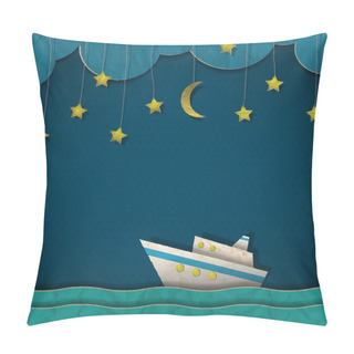 Personality  Paper Cruise Liner At Night Pillow Covers