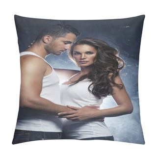 Personality  Beautiful Young Smiling Couple In Love Embracing Indoor Pillow Covers