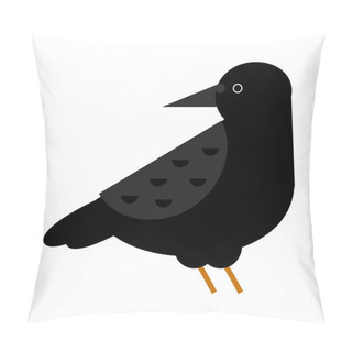 Personality  Black Crow Raven Bird Vector. Pillow Covers