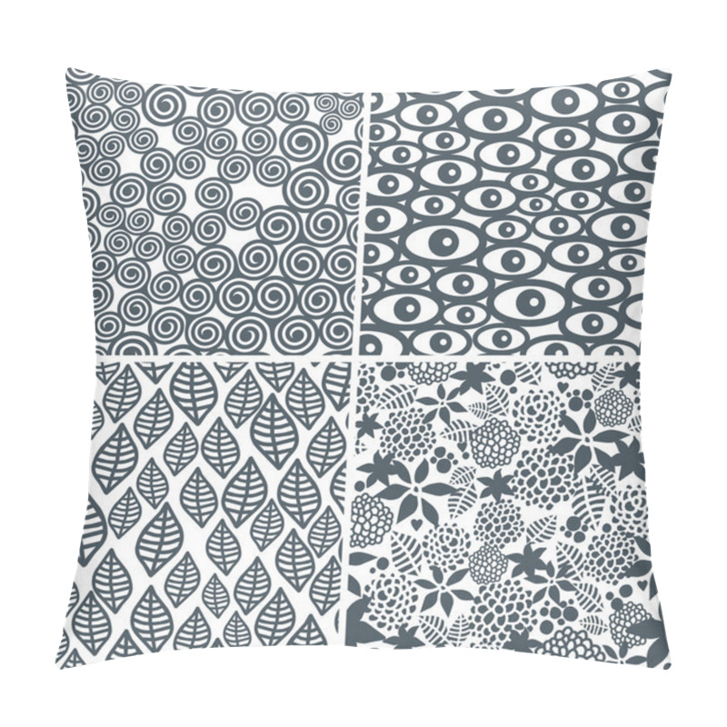Personality  Four Black And White Seamless Patterns. Pillow Covers