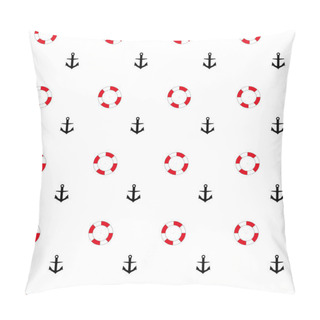 Personality  Seamless Pattern: Isolated Anchors And Lifebuoy On A White Background. Vector. Illustration Pillow Covers