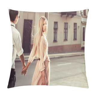 Personality  Portrait Of Young Couple In Love Pillow Covers