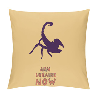 Personality  Illustration Of Scorpion With Stinger Near Arm Ukraine Now Lettering On Beige Background  Pillow Covers