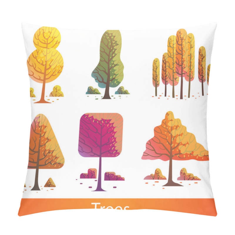 Personality  Set Of Different Yellow, Orange, Red Trees Pillow Covers