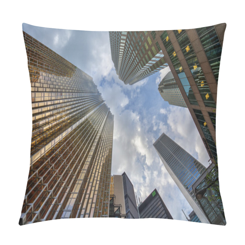 Personality  Reflections of clouds on the buildings pillow covers