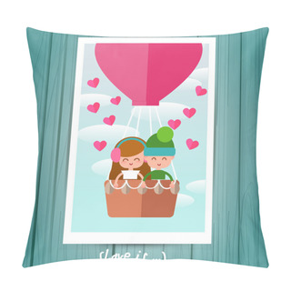 Personality  Greeting Card With Couple In Love Boy And A Girl. Pillow Covers